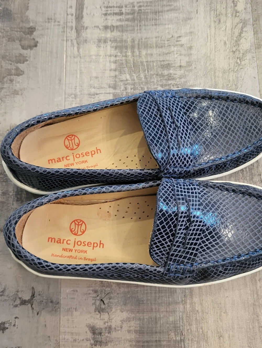 Youth Marc Joseph Union St Loafer Shoes size 2 Navy Blue Leather Unisex Boy Girl
